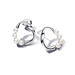 Sterling silver stud earrings with white treated freshwater cultured pearl