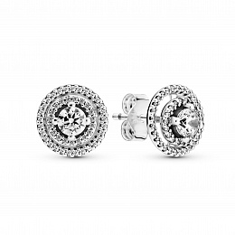 Sterling silver stud earrings withdetachable earringjackets and clear cubiczirconia /299411C01