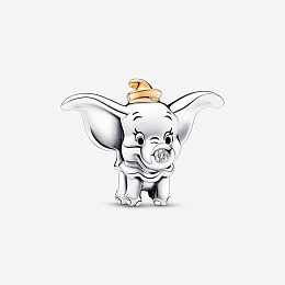 Disney 100 Dumbo sterling silver and 14k gold charm with 0.009 ct TW GHI SI1+ round brilliant-cut la