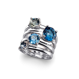 Ring Duo rhod. blue S