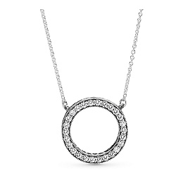 PANDORA logo reversible silver collier with clear 