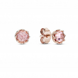 Crown Pandora Rose stud earrings with blushpink cr