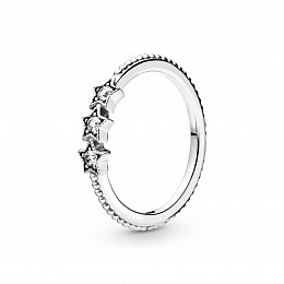 Stars sterling silver ring with clear cubic zircon
