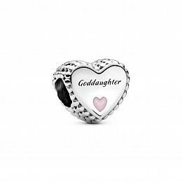 Goddaughter heart sterling silver charmwith shimmering pinkenamel /799147C01