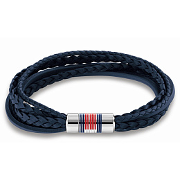 BR-TWLEB-M-SSLE-190.00 MULTI-LAYER LEATHER BRACELET FAMILY -SS/NAVY LEATHER