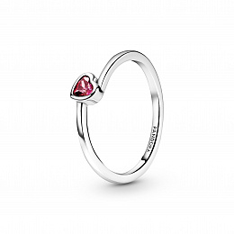 Heart sterling silver ring with red cubic zirconia /199267C01-52