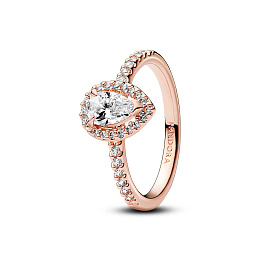 14k Rose gold-plated ring with clear cubic zirconia