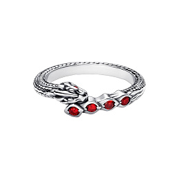 Project House Dragon sterling silver ring with salsa red crystal