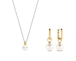 Ti Sento 14K Gold Plated Necklace and Silver Earring Set