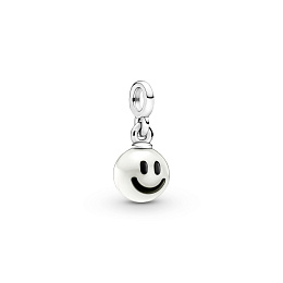 Smiley sterling silver mini dangle with whitefreshwater culturedpearl and black enamel /799678C01