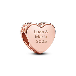 Engravable heart 14k rose gold-plated charm