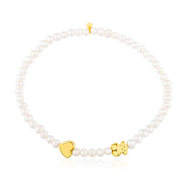 CULTURED PEARL BRACELET 18KT GOLD MOTIF