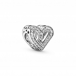 Heart sterling silver charm with clear cubic zirconia/Серебряный шарм с чистым кубическим цирконием