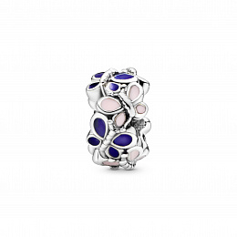 Butterfly silver spacer with pink and blueenamel