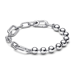 Sterling silver bead and link bracelet