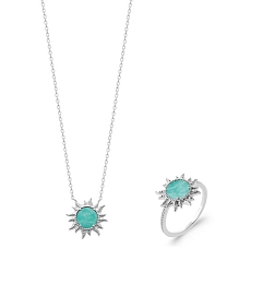 L'atelier Precieux Silver Ring and Necklace Set