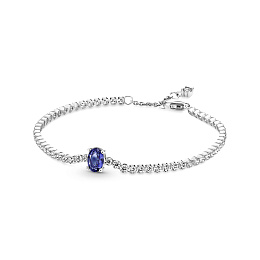 Sterling silver tennis bracelet with princess blue