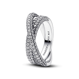 Dual band sterling silver ring with clear cubic zirconia