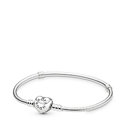 Heart silver bracelet with clear cubic zirconia