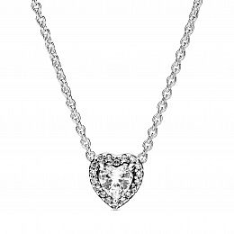Heart sterling silver collier with clear cubic zir