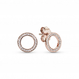 PANDORA Rose серебряные серьги с покрытием 14К золота/ 280585CZ
