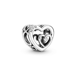 Entwined hearts sterling silver charm