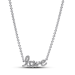 Love sterling silver collier with clear cubic zirconia