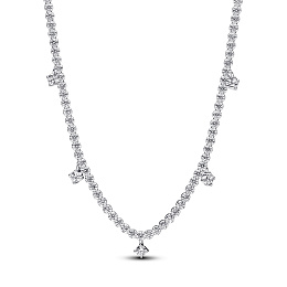 Sterling silver necklace with clear cubic zirconia