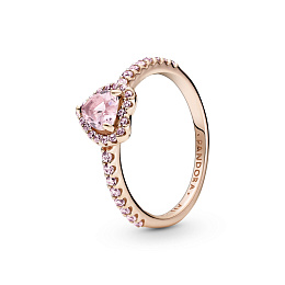 Heart 14k rose gold-plated ring with orchid pink crystal and fancy fairy tale pink cubic zirconia /