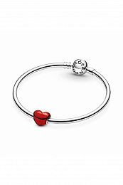 Heart sterling silver charm with red enamel /799291C02
