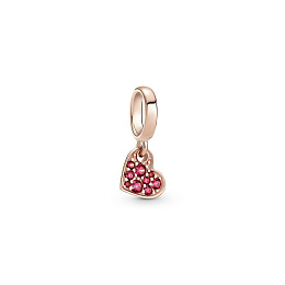 Heart Pandora Rose dangle with red cubiczirconia /789404C02