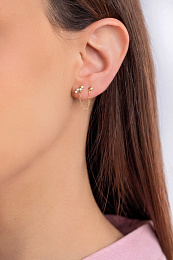 Gold Celestial Drop Chain Barbell Single Earring