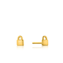 Gold Padlock Stud Earrings