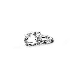 Sterling silver double link with clear cubiczirconia /799660C02