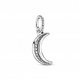Crescent moon sterling silver pendant withclear cubic zirconia /399184C01