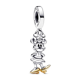 Disney 100 Minnie sterling silver and 14k gold dangle with 0.009 ct TW GHI SI1+ round brilliant-cut 