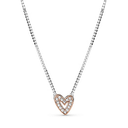 Heart 14k rose gold-plated and sterlingsilver collier with clear cubic zirconia/Серебряное колье с ч