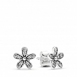 Daisy silver stud earrings with cubic zirconia