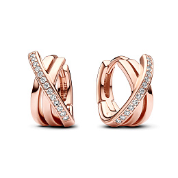 14k Rose gold-plated hoop Earring with clear cubic