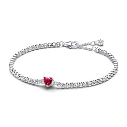 Heart sterling silver tennis bracelet with cherrie