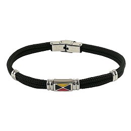 Stainless steel bracelet and black nautical rope w