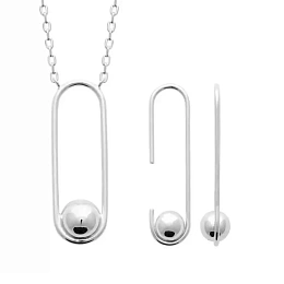 L'atelier Precieux Silver Earring and Necklace Set