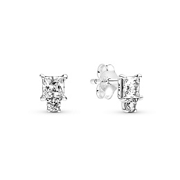 Sterling silver stud earrings with clear zirconia /290036C01