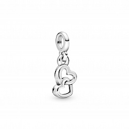 Linked hearts sterling silver dangle charm