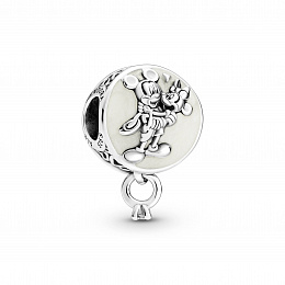 Disney Mickey and Minnie sterling silvercharm with clear cubiczirconia and glitteryenamel /799395C0