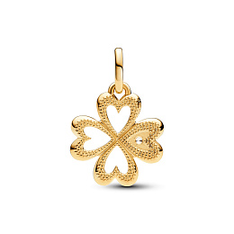 Clover 14k gold-plated medallion with clear cubic zirconia