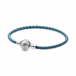 Sterling silver turquoise braided leather braceletand shell clasp