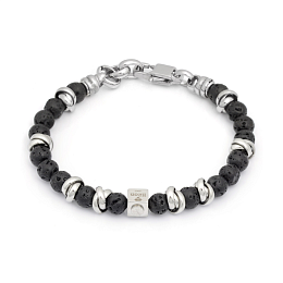 Stainless steel bracelet with natural Agate Lava s