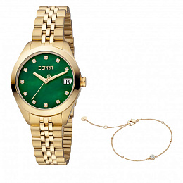 ESPRIT Women Watch, Gold Color MSO2101159Case, Dark Green MOP Dial, Gold Color Stainless Steel240.00