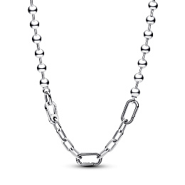 Sterling silver bead and link necklace